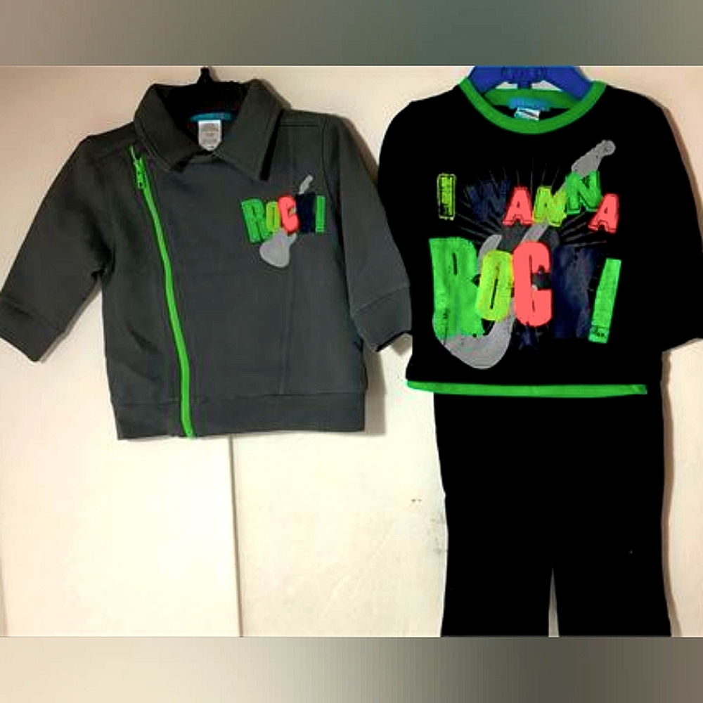 The Bay Jack and Jill Baby Boy Outfit 3-6 M Pants Jacket Grey Green Fall Winter
